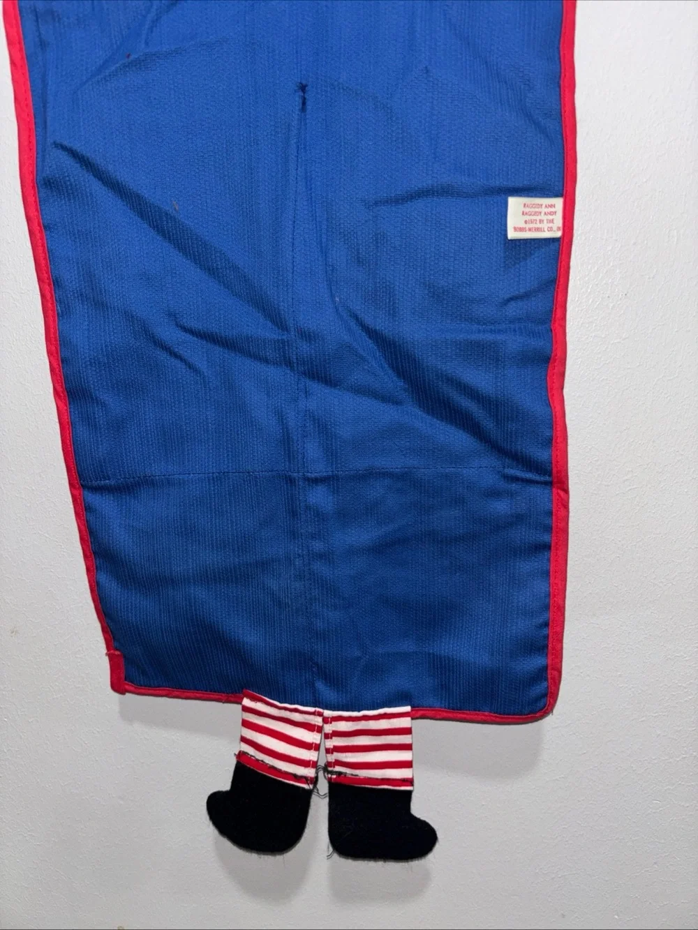 Vintage Raggedy Andy Hanging Wall Organizer Pocket Storage - Red & Blue